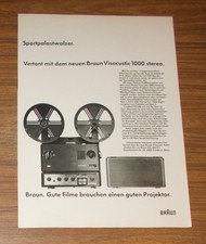 Seltene Werbung vintage BRAUN VISACUSTIC 1000 Spitzen-Tonfilmprojektor 1977