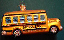 Old World Christmas SCHOOL BUS Glass Ornament MOUTH BLOWN/Hand Painted EXC