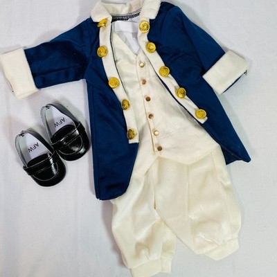 Colonial Boy Outfit for 18'' American Girl Doll: Navy Jacket~Vest~Breeches~Shoes