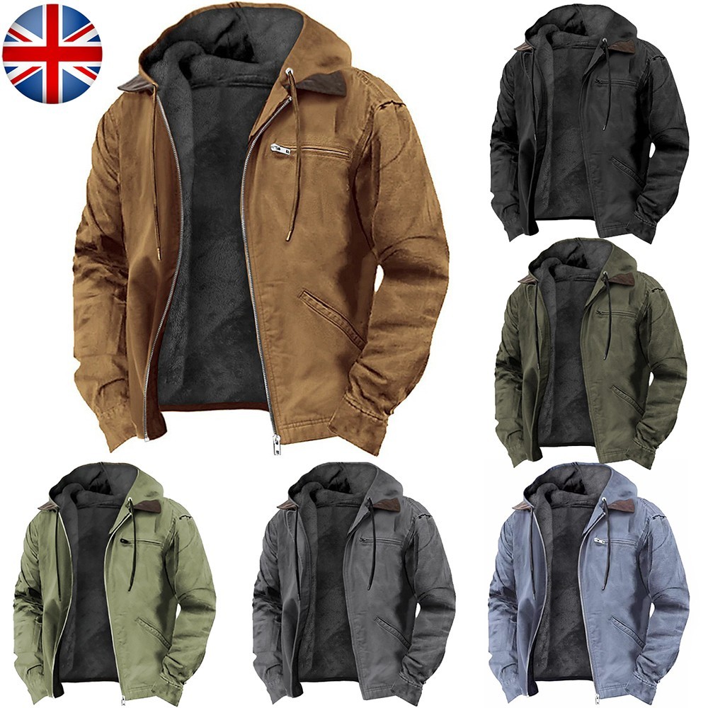 Mens Winter Casual Padded Jacket Warm Hooded Soft Comfort Coat Thick Jacket Top
