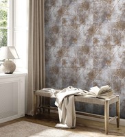 Grafik-Tapete Mit Dreieck-Muster Metallic GläNzend Strukturiert – Gold, Grau