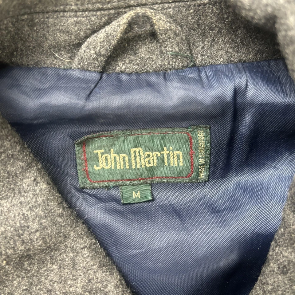 John Martin Jacket Mens Medium Gray Wool Blend Bomber Zip Front Flap Pockets - Image 2 of 4