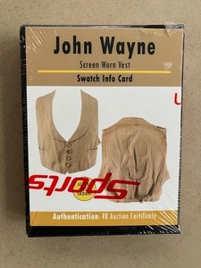 John Wayne Screen Worn Vest Swatch Info Card Unopened RR Auction Certificate