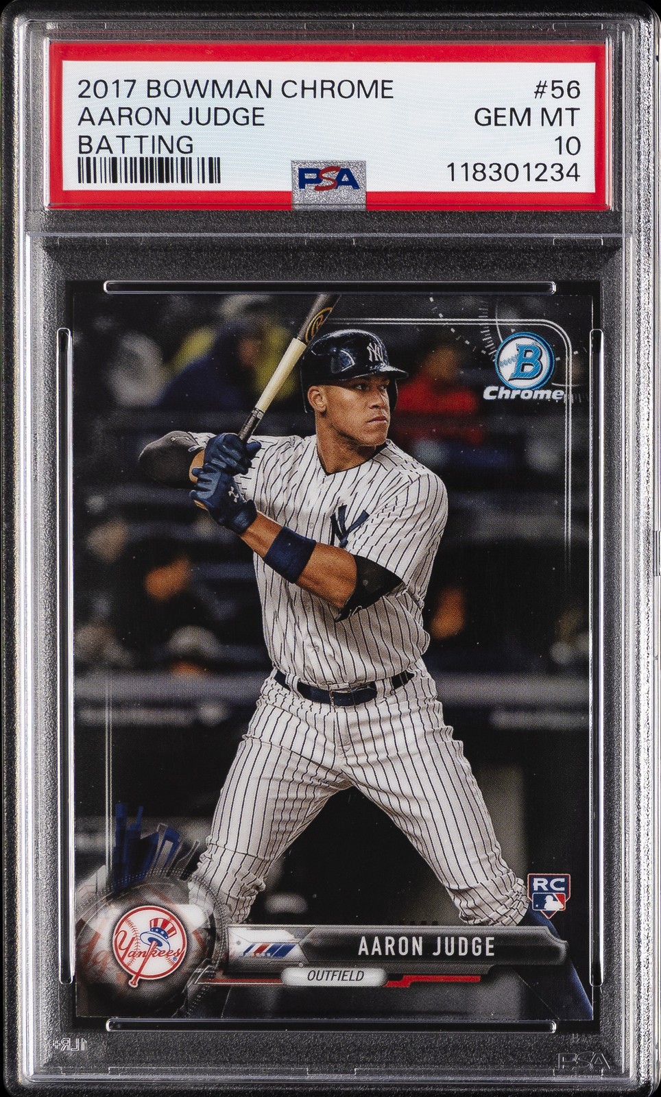 2017 BOWMAN CHROME BATTING #56 AARON JUDGE ROOKIE RC PSA 10