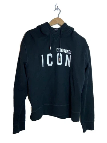 DSQUARED2 felpa con cappuccio M cotone nero s80gu0002 s25042 ICON FELPA CON CAPPUCCIO usata