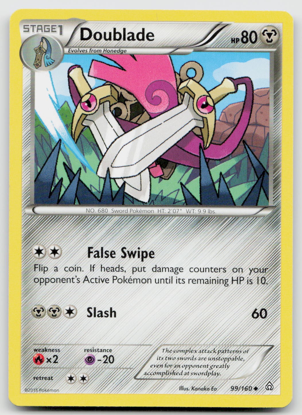 Doublade 99/160 Uncommon Primal Clash Pokemon Lightly Played