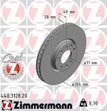 2x ZIMMERMANN Bremsscheibe Vorderachse u.a. für CITROËN, DS, FIAT, OPEL