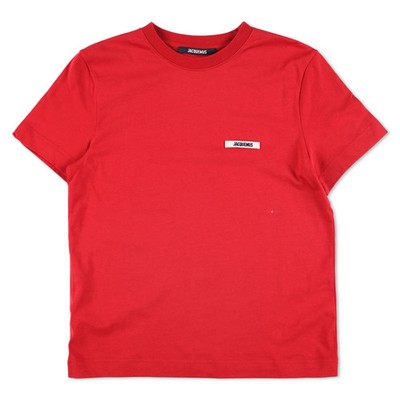 JACQUEMUS Damen Le T-Shirt Gros Grain Rot Kurzarm Rundhals S UVP 195