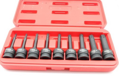 TMAX 9pc Torx Plus IP 3''L 6 Point Black Impact Bit Socket Set 1/2'' Square Drive