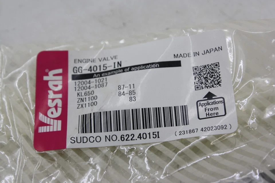 VÁLVULA DE ADMISIÓN VESRAH PARA 84-85 KAWASAKI ZN1100 EJE LTD Y 1983 GPZ1100 ZX1100 Foto 4 de 4