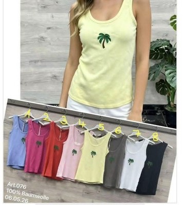 Damen Top Shirt Palme Sommer Strand  T-Shirt