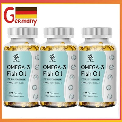 Omega 3 Fischöl - 360 Kapseln - 3600mg Hochdosiert - Herzgesundheit - Blutdruck