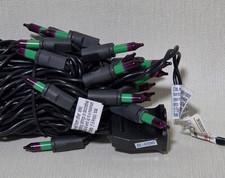 Halloween 50 Ct Purple/Lime Green Two Tone Color Mini Lights Black Wire Tested