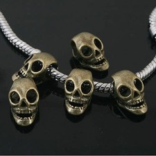 Pulsera europea 20 piezas cuentas espaciadoras calavera bronce envejecido ajuste l0039