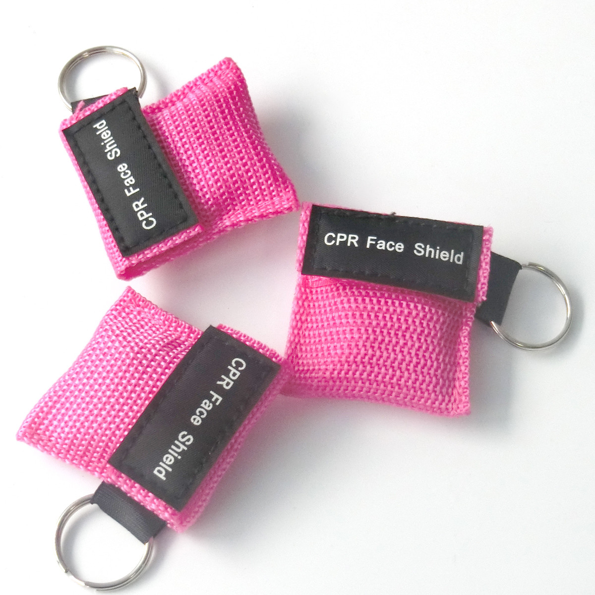 100pcs/pack Pink Cpr Mask With Keychain Cpr Face Shield For First Aid