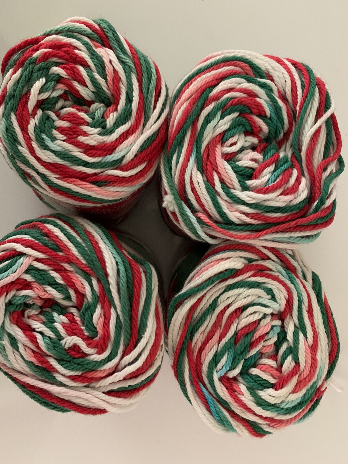 Lot of 4 Lily The Original Sugar 'n Cream Christmas Mistletoe Cotton Yarn 4 Ply eBay