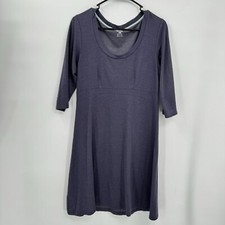 Horny Toad Medium A-Line Dress Women Purple 3/4 Sleeve Empire Waist Tencel Blend