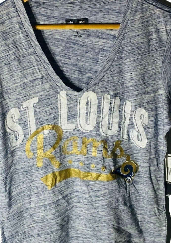 G-III Women's St.Louis Rams V-Neck Short Sleeve T-Shirt, Gray, Large - Image 3 of 4