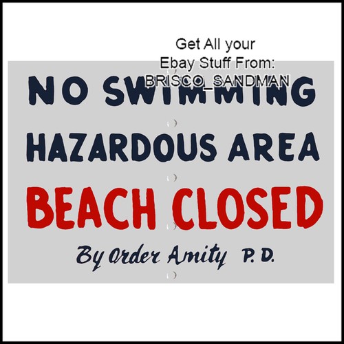 Fridge Fun Refrigerator Magnet JAWS MOVIE "BEACH CLOSED" Sign Amity P.D. Retro - Picture 1 of 7