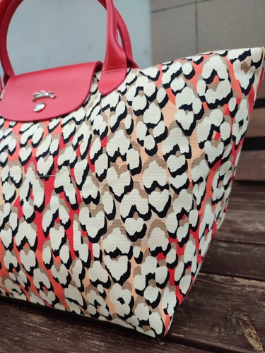 Limited Edition Longchamp Ile Aux Pantheres Coral Tote Bag Large Handbag Leopard - Picture 6 of 22