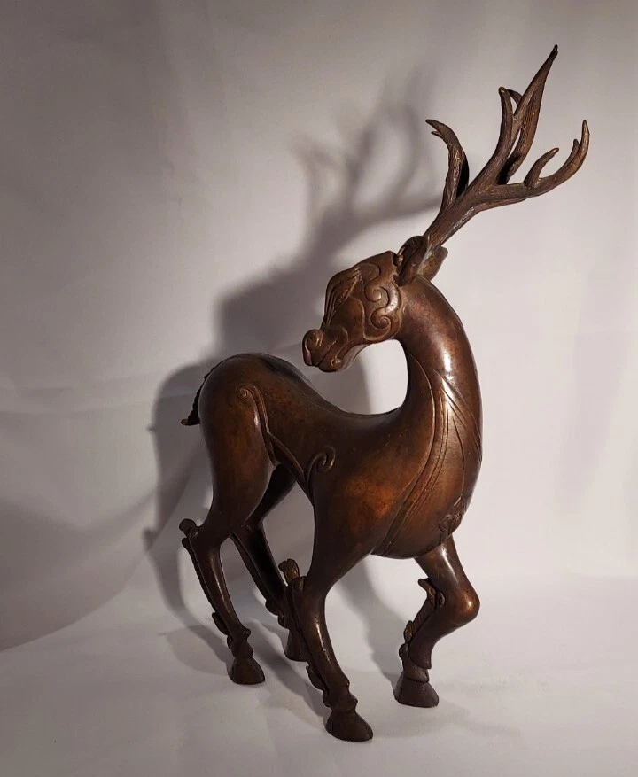 Ciervo de bronce estilo dinastía Ming de Santi - #71 vintage - pesado Foto 2 de 4