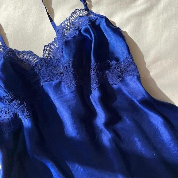 UNDERCOVER victorias secret y2k blu pizzo mini abito slip donna grande