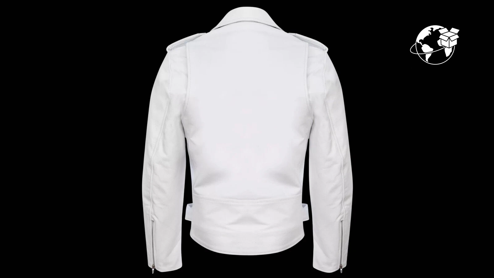 Men's Stylish Brando Casual White Leather Biker Jacket - product detail image 2