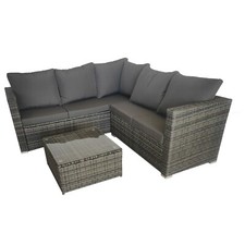 Rattan Furniture Set 5 Seater Lounge Corner Sofa Set with Table Stool for Patio