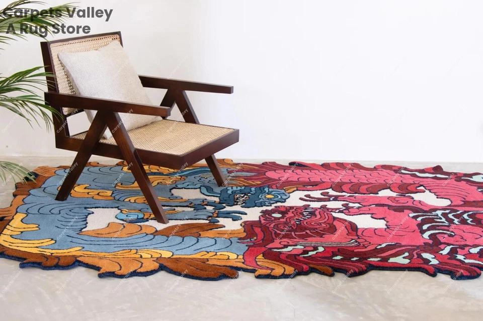 Tibetan Dragon Hand-Tufted Wool Handmade Area Rug Carpet for Home, Living Room - Image 2 of 4