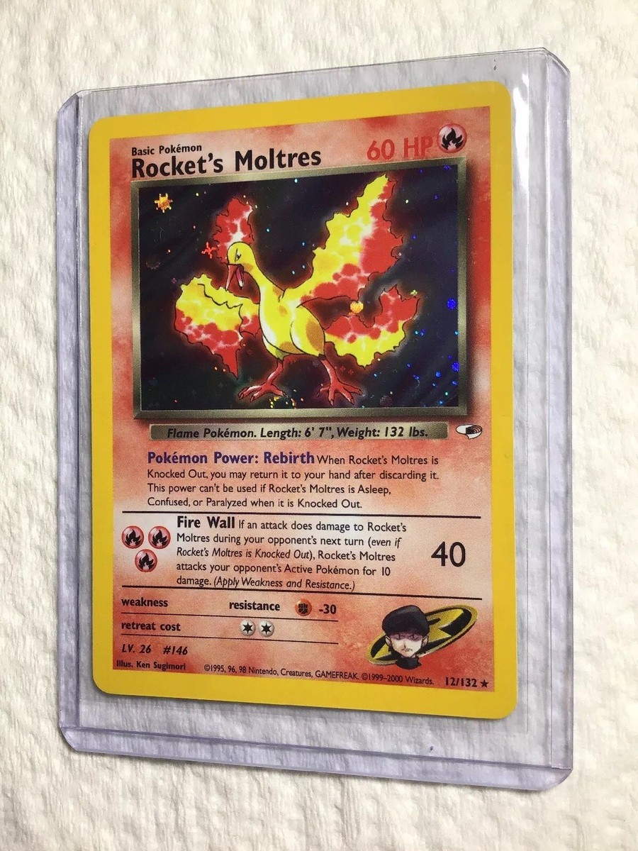 ROCKETS MOLTRES 12/132 ロケット団のファイヤー 英語版 ROCKET'S MOLTRES - 12/132 - Gym Heroes - Holo - Pokemon Card - EXC