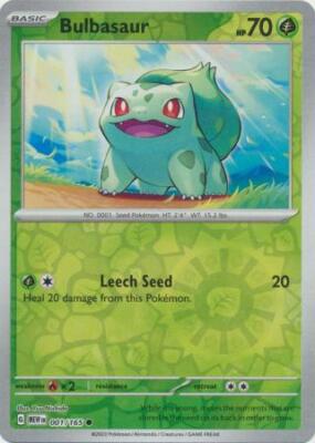 BULBASAUR 001/165 151 POKEMON ENGLISH (REVERSE HOLO, NM) | eBay
