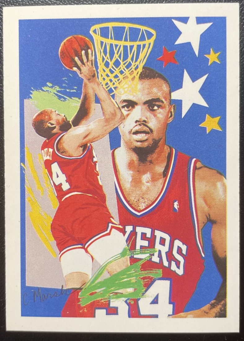 1990 91 NBA Hoops Art Card Team Checklist 374 Charles Barkley 1990-91-nba-hoops-art-card-team-checklist-374-charles-barkley