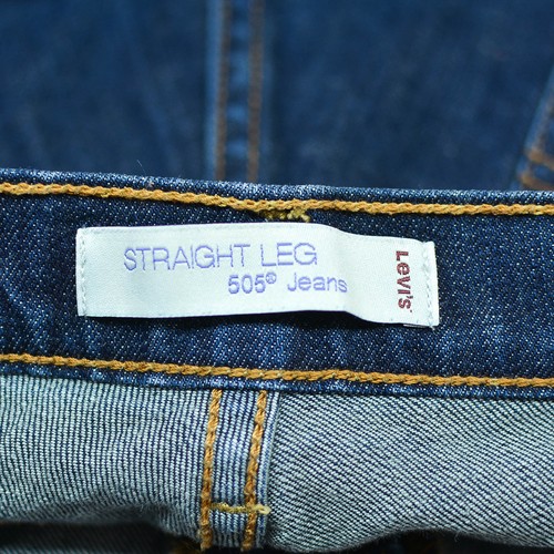 Levi's 505 Men's Jeans Classic Straight Leg Dark Wash Blue Raw Denim Pants - Picture 9 of 10