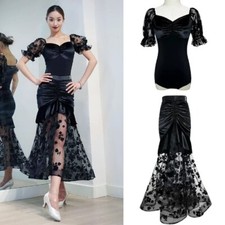 Lot Ballroom Dance Clothes Lace Mesh Veslvet Top Skirt Dance Performance Costume
