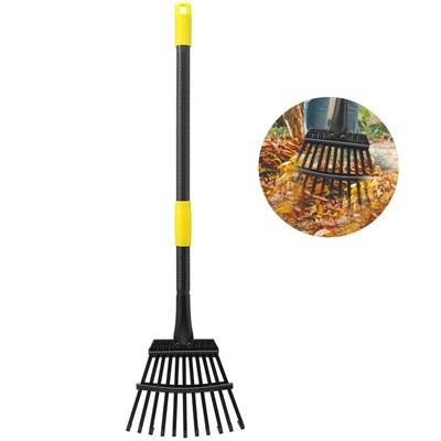 Leaf Rake For Gardening Adjustable Metal Garden Rake For Leaves Long Handle 3060