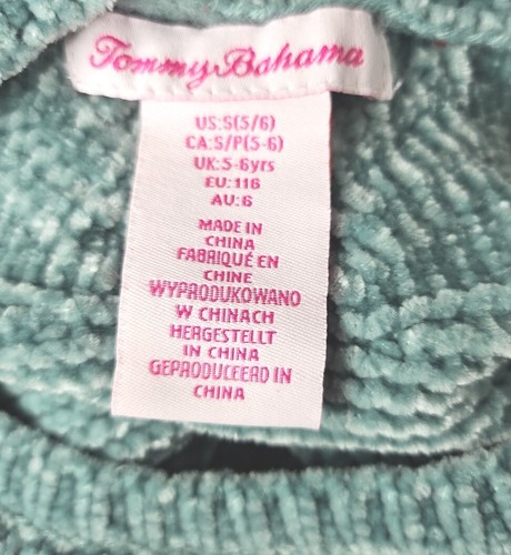 Girl's Tommy Bahama Seafoam Green Knit Soft Chenille Type Sweater Size Small 5-6 - Picture 11 of 11