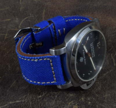 UHRENARMBAND 26 24 22 MM CANVAS ROYAL BLAU HANDMADE BAND MA STRAP F. PANERAI ETC