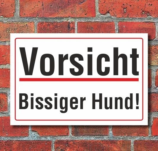 WERBEDEAL24 Schild Vorsicht bissiger Hund, 3 mm Alu-Verbund