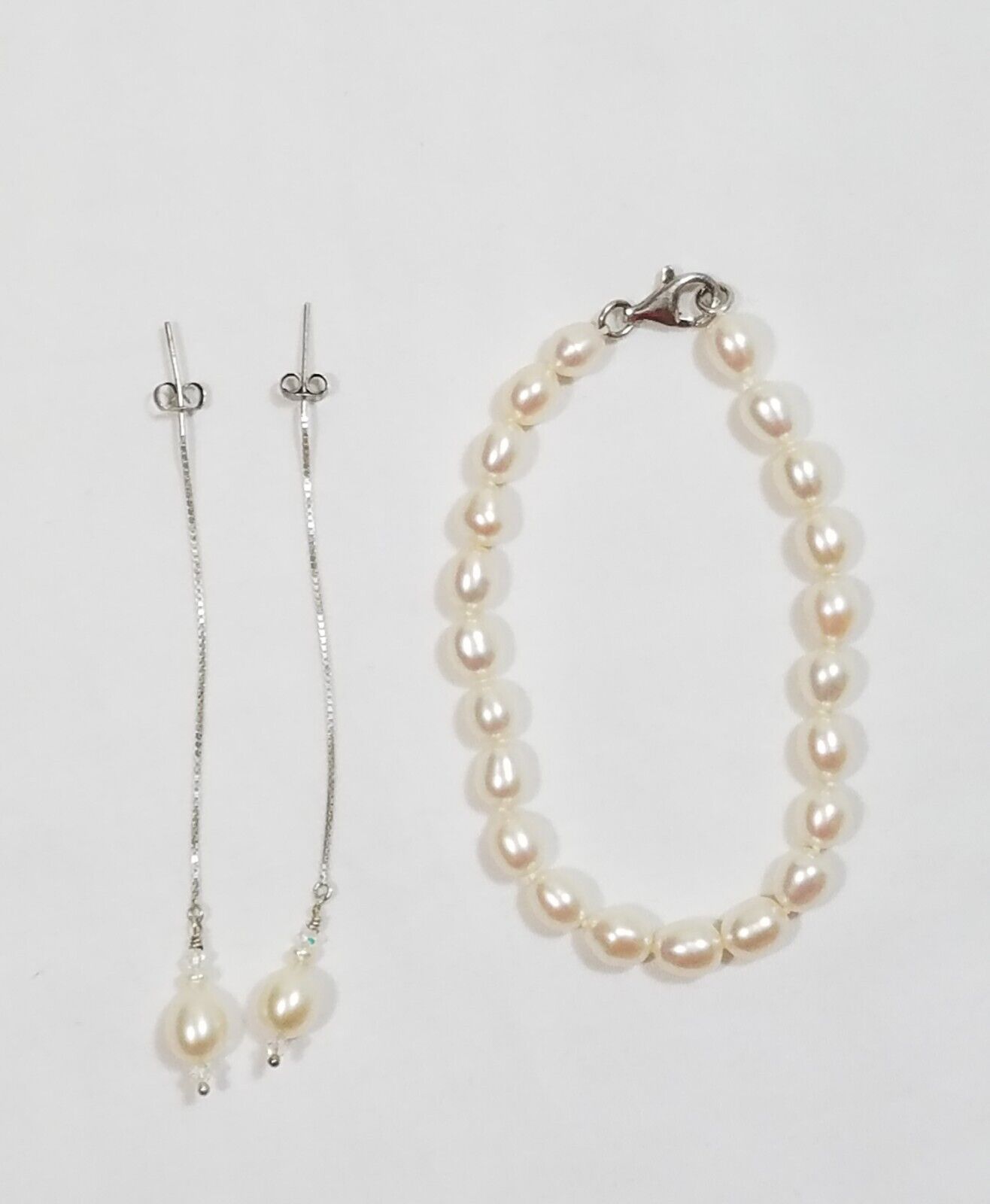 Vintage Signed 8mm Freshwater Pearl Bracelet & Ma… - image 2