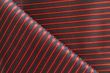 Blue and red stripe decorator upholstery fabric remnant 1 yard