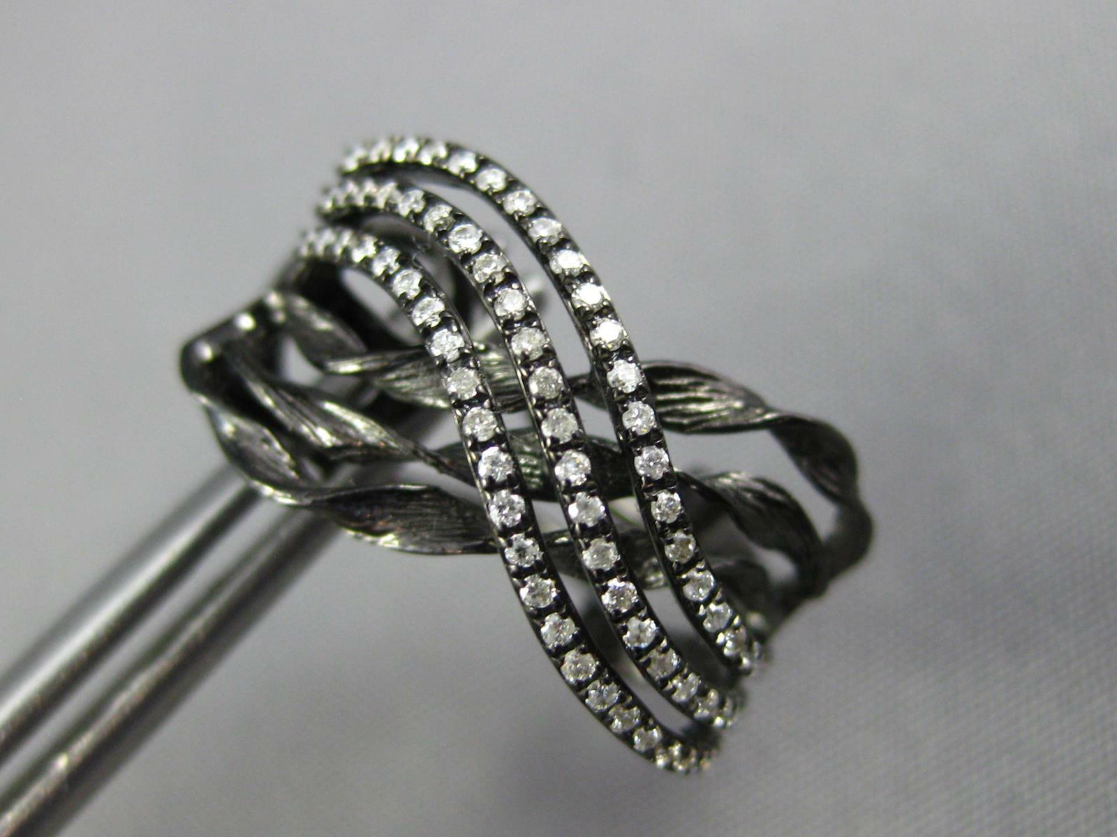 ORECCHINI DA APPENDERE .35 CT DIAMANTE ORO NERO 14KT 3D MULTI FILA CROCE CLIP ON