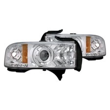 94-01 Dodge Ram 1500 2500 3500 1pc Projector Style Headlight Corner Chrome Halo