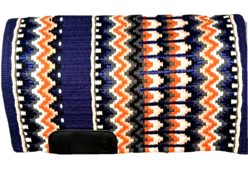 Western Show Navy Blue Base Handmade New Zealand Wool Saddle Pad In Size 34*42