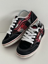 Vans Vulcanised Old Skool Low Top Flannel Design Black,White And Red Size 4.5 UK