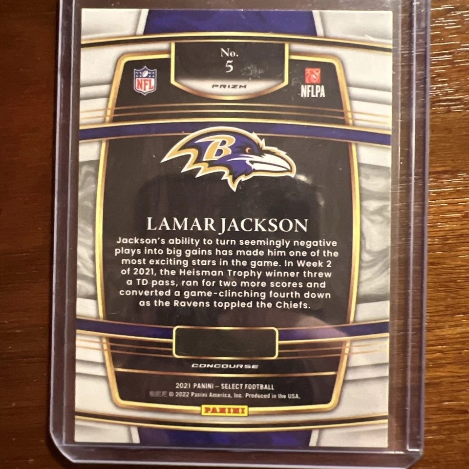 2021 Panini Select Lamar Jackson #5 Refractor - Image 2 of 2