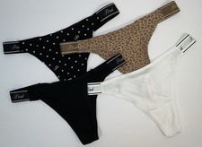 NWT Lot 4 Pairs Victoria  s Secret PINK Thong String Panties Underwear - Medium