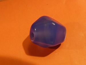 ANTIQUE EUROPEAN NATURAL DEEP BLUE CHALCEDONY BEAD BANDED BEAUTY 14.1-12.4 MM