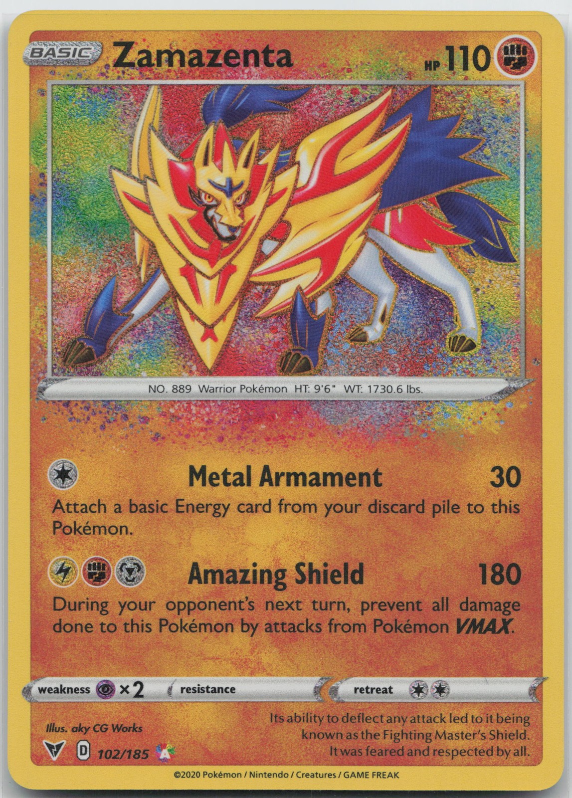 Zamazenta Amazing Rare SWSH04: Vivid Voltage 102/185 NM