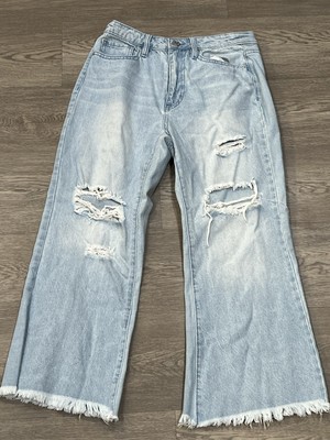 YMI Dream Fit Distressed Light Wash Wide Leg Jeans Size 7