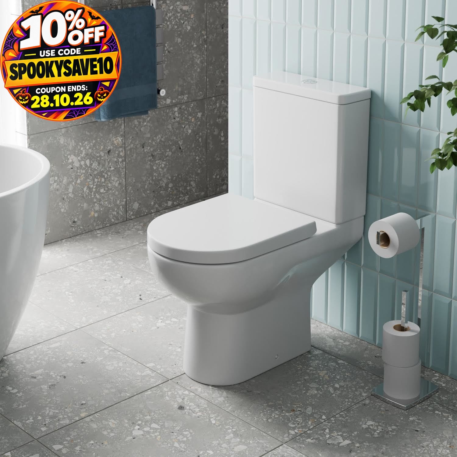 Affine Vichy Rimless Close Coupled Toilet & Soft Close Seat - Image 2